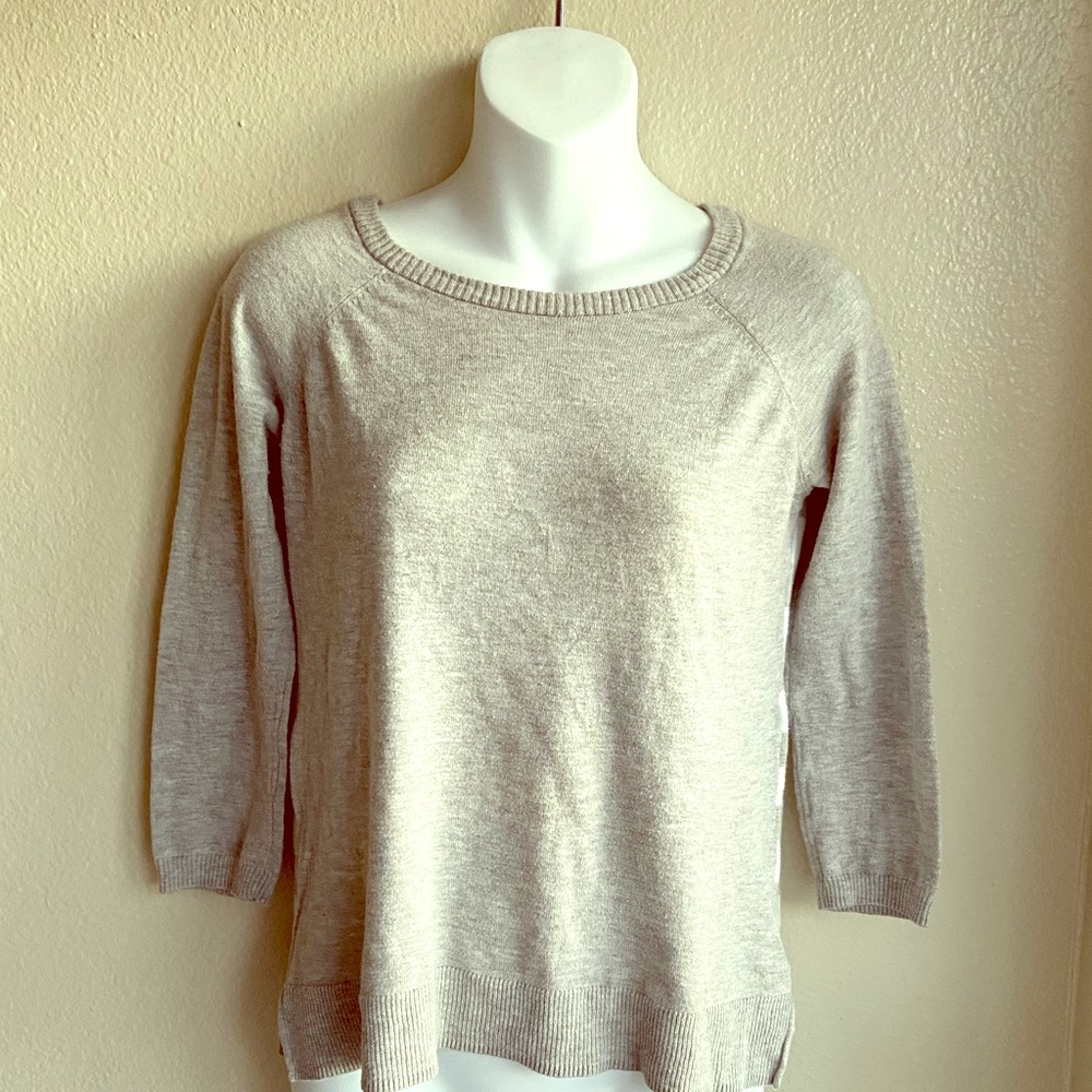 Gray and white striped sweater size small
